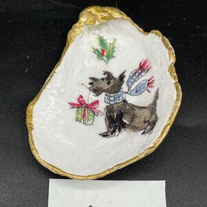 Decoupage Oyster Shell Decoupage Trinket Dish SCOTTISH TERRIER Dog